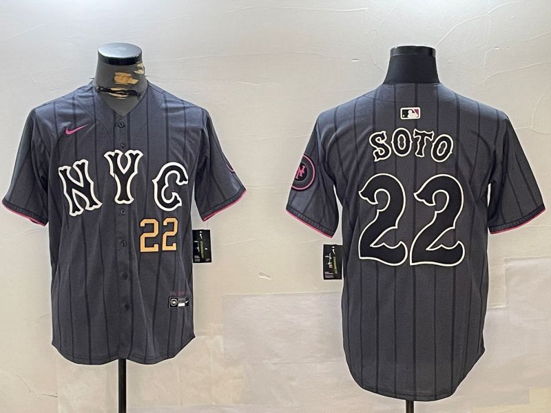 Men New York Mets #22 Soto Black City Edition 2024 Nike MLB Jersey style 4